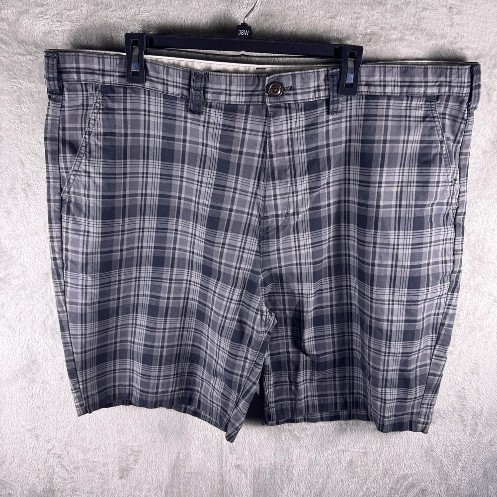 Eddie Bauer Shorts Mens 44 Gray Plaid Chino 11" Inseam Cotton Casual Summer